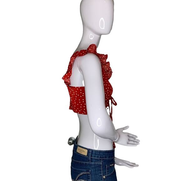 Shein Polka Dot Crop Top Red and White Sleeveless Size S Elastic o… - Picture 3 of 7